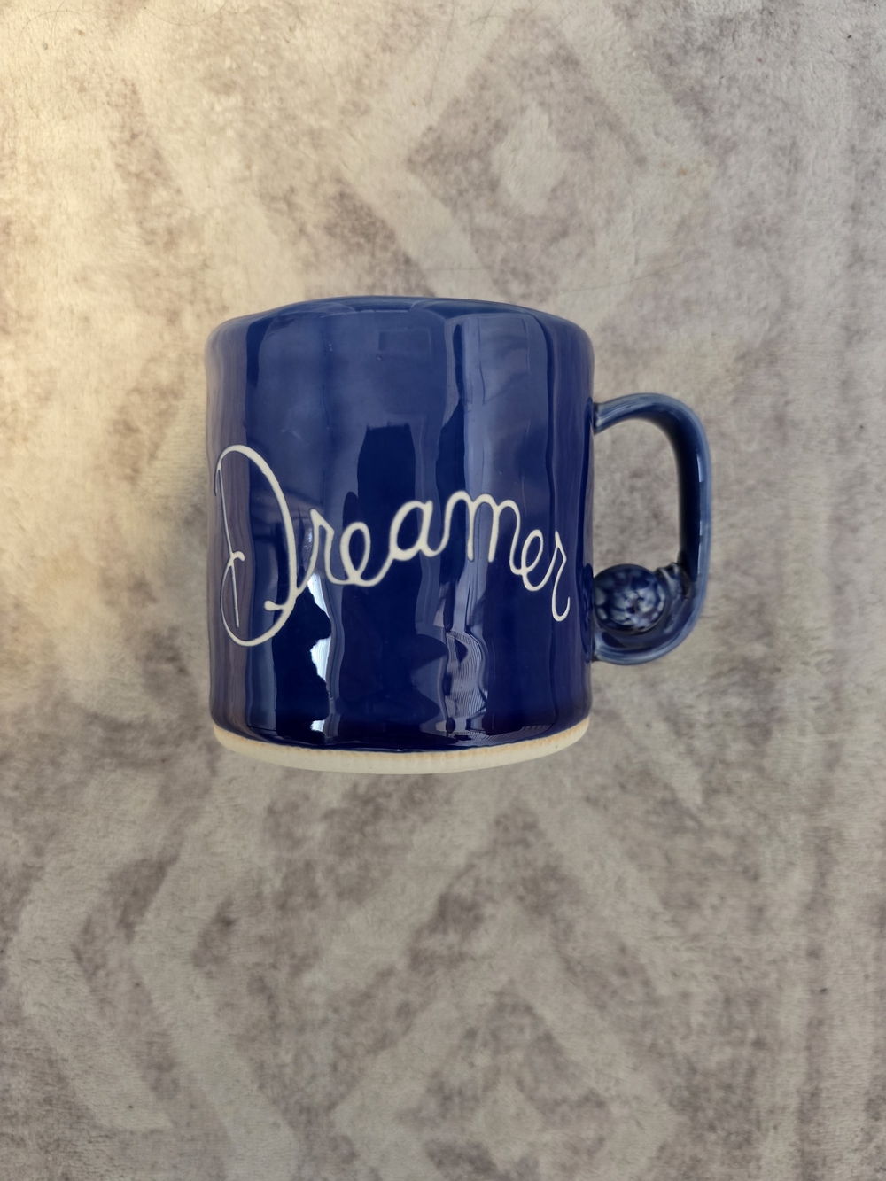 Anthropologie Visionary Mug "Dreamer" Cobalt Blue Ceramic Snail Handle